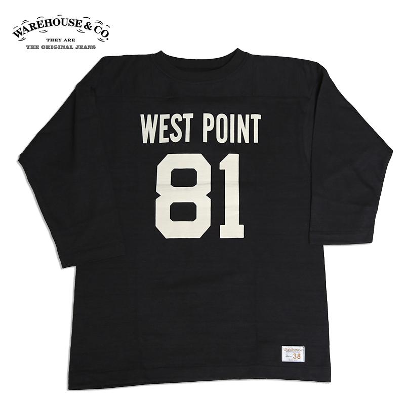 WAREHOUSE/ウェアハウス 7分袖　F.B.TフットボールTシャツ WEST POINT