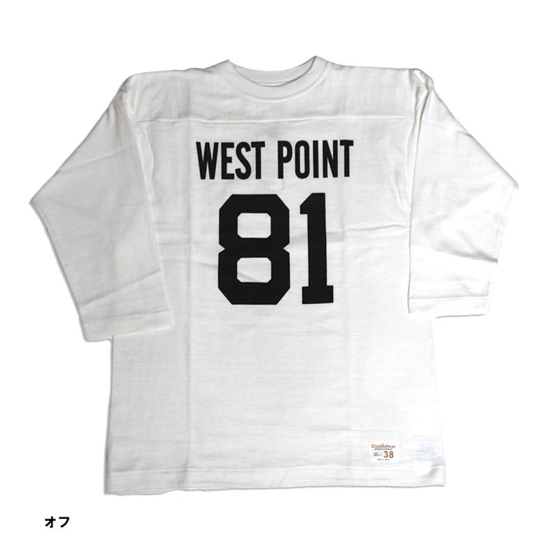 WAREHOUSE/ウェアハウス 7分袖　F.B.TフットボールTシャツ WEST POINT