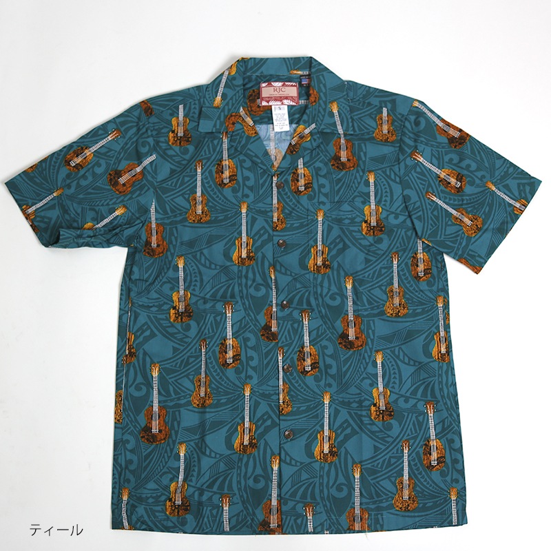 Robert J. Clancey/ロバートジェイクレンシー コットンハワイアンシャツ ギター柄　MADE IN HAWAII