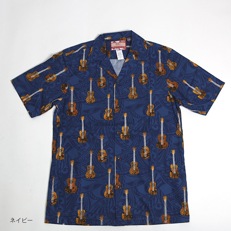 Robert J. Clancey/ロバートジェイクレンシー コットンハワイアンシャツ ギター柄　MADE IN HAWAII