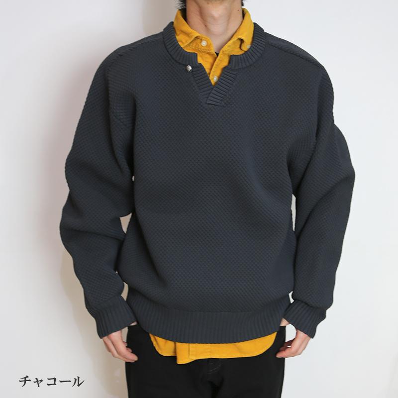 BARNS/バーンズ キーネックニット