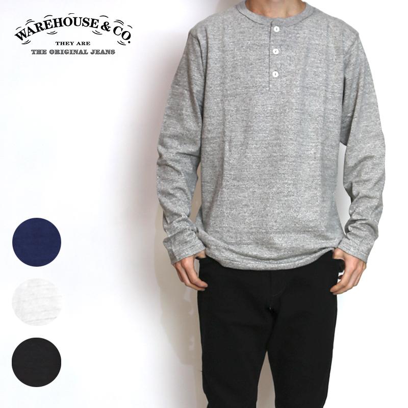 WAREHOUSE/ウェアハウス 長袖ヘンリーネックネックTシャツ