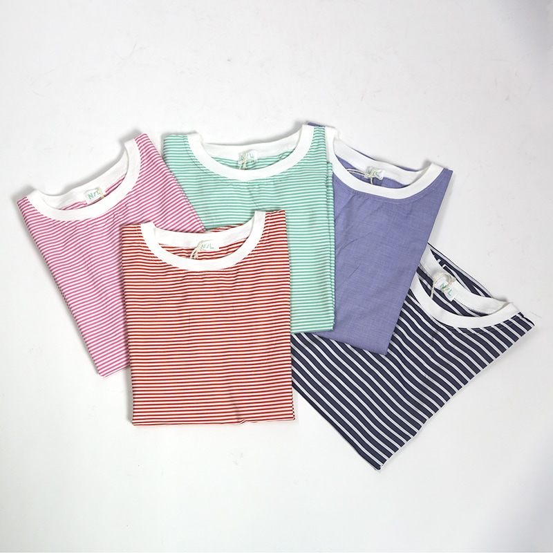 NATURAL LAUNDRY ナチュラルランドリー 先染めボーダーワイドTシャツ