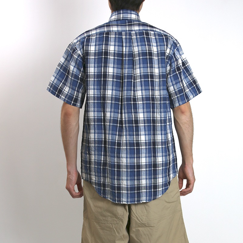 CHEST/チェスト　麻チェック半袖シャツ 76009