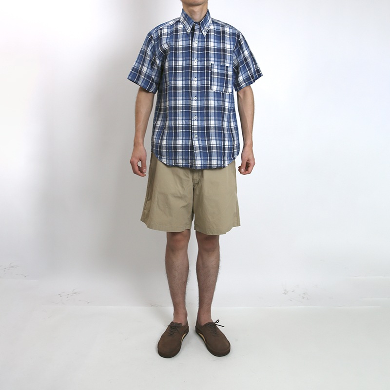 CHEST/チェスト　麻チェック半袖シャツ 76009