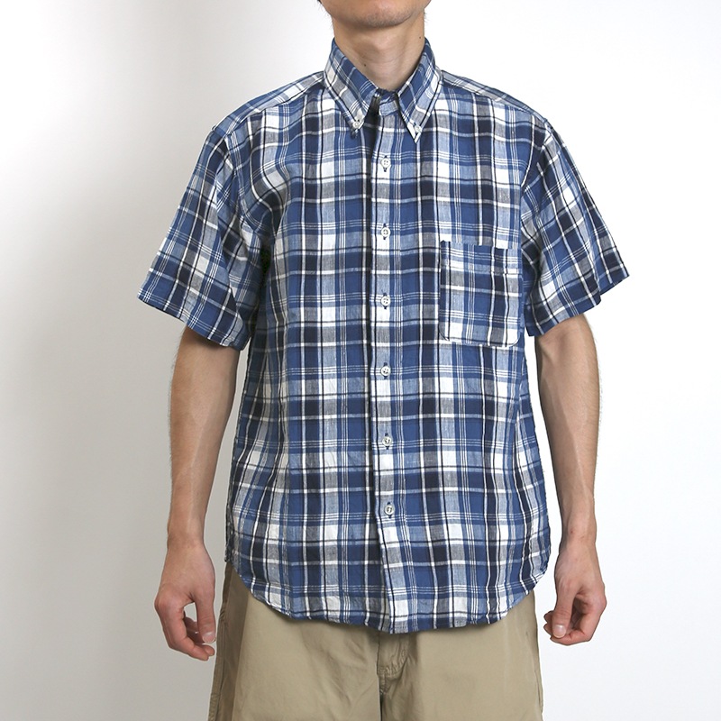 CHEST/チェスト　麻チェック半袖シャツ 76009
