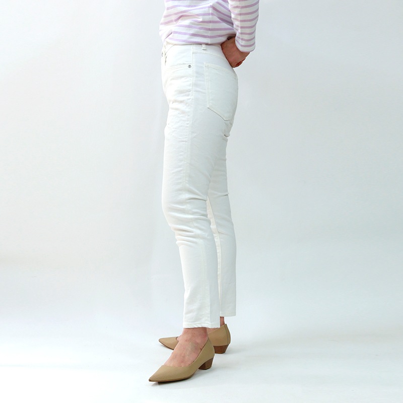 DMG ディーエムジー ストレッチアンクルデニムホワイト