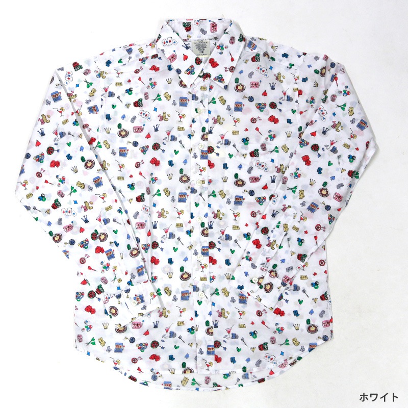 シャーキーズ レギュラーカラー長袖シャツ カジノ柄