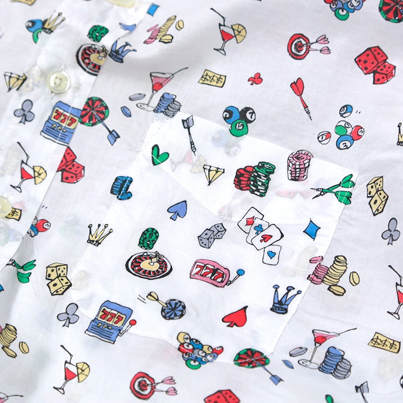 シャーキーズ レギュラーカラー長袖シャツ カジノ柄