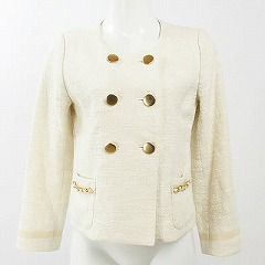 値下げ ジャスグリッティー(JUSGLITTY)オフ白ノーカラージャケット 1