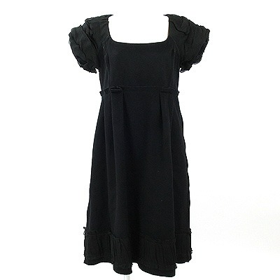 お値下げ！フォクシー(FOXEY)黒カシミヤ＆ウール半袖ワンピース38