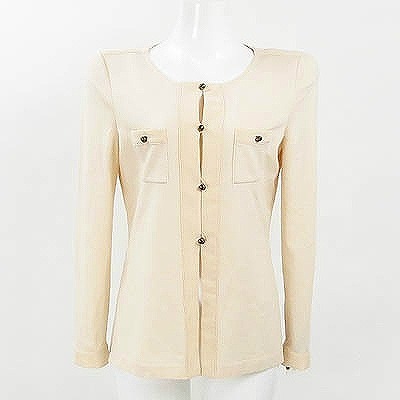 フォクシー(FOXEY)ベージュカーディガン 40 ☆ 25130124-007