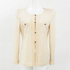 フォクシー(FOXEY)ベージュカーディガン 40 ☆ 25130124-007