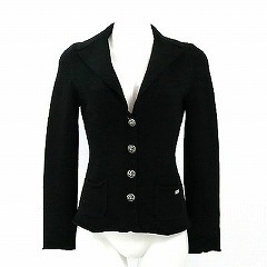 フォクシー(FOXEY)黒ニットジャケット 38 ☆ 25130802-004