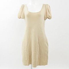 フォクシー（FOXEY）ベージュ半袖ワンピース 38 ☆ 51140908-027