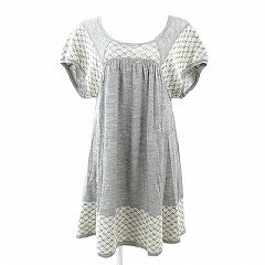 ツモリチサト　半袖ワンピース ツモリチサト(TSUMORI CHISATO)グレー×白半袖ワンピース 2 ☆ 8422