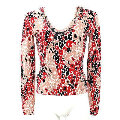 ブルマリン(Blumarine)赤系柄長袖ニットトップ I40 ☆ 12140922 ブルマリン(Blumarine)赤系柄長袖ニットトップ I40 ☆ 12140922