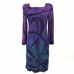 お値下げ!エミリオプッチ(EMILIO PUCCI)パープル系ワンピース I44 お値下げ!エミリオプッチ(EMILIO PUCCI)パープル系ワンピース I44
