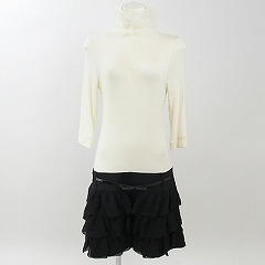 パオラフラーニ(PAOLA FRANI)白黒7分袖ワンピース I42 ☆ 12150603