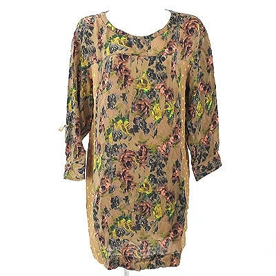 ポールスミス(BLACK LABEL Paul Smith) 茶系花柄七分袖ワンピ 40