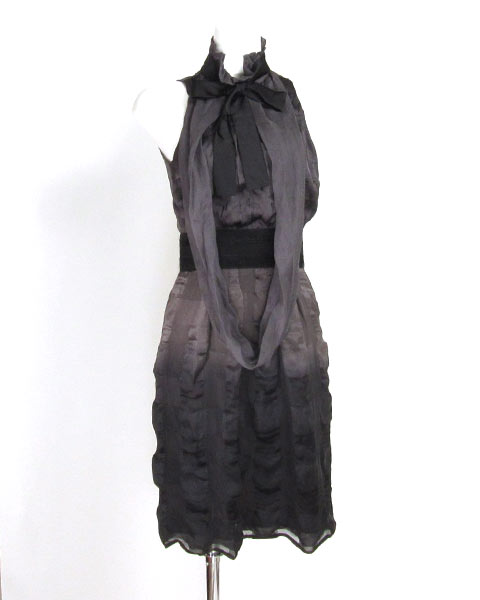 パオラフラーニ　ワンピース パオラフラーニ(PAOLA FRANI)グレー×コゲ茶ワンピース I 40 | パオラ