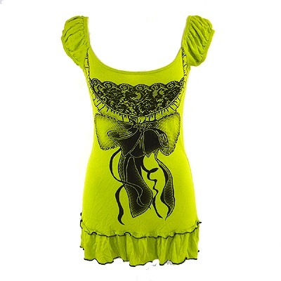 Ｆｏｐｉａ　グリーン×黒プリントカットソー