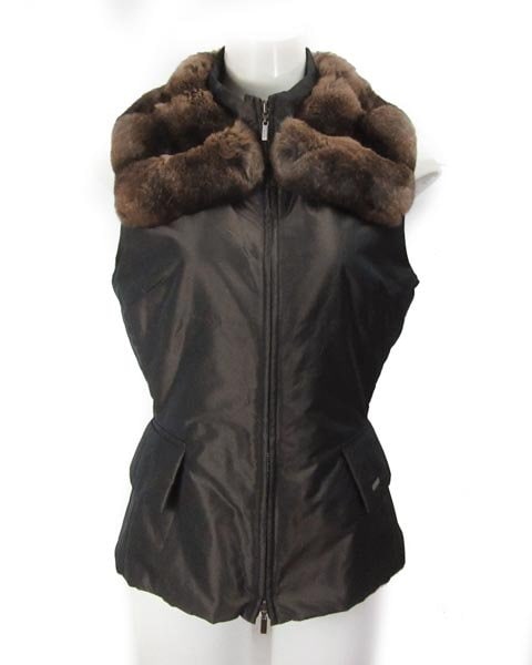 フォクシー FOXEY こげ茶 チンチラ 中綿 ベスト 40 | フォクシー