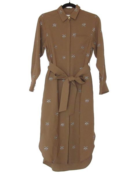 グレースクラス 茶 リボン 柄 シャツ ワンピース 36 | 【OtherBrands 