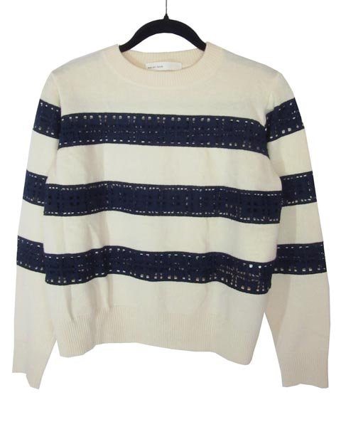 サカイ ラック sacai luck オフ白 紺 カットワーク ニット 2