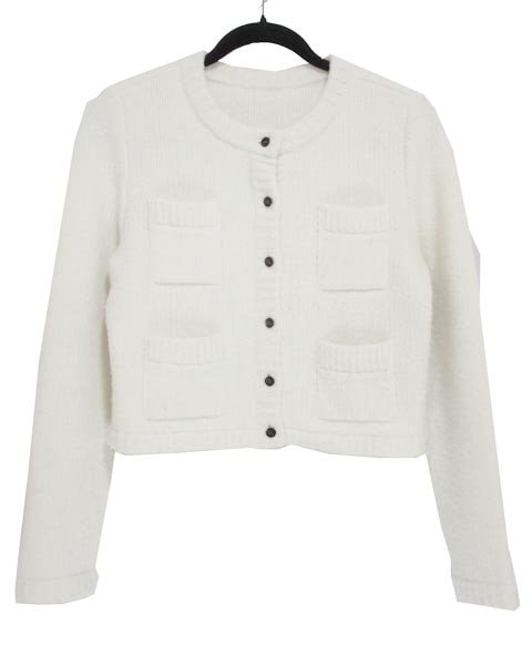 フォクシー ニットジャケット カーディガン 白ホワイト コットン 40 フォクシー ニットジャケット カーディガン 白ホワイト コットン 40