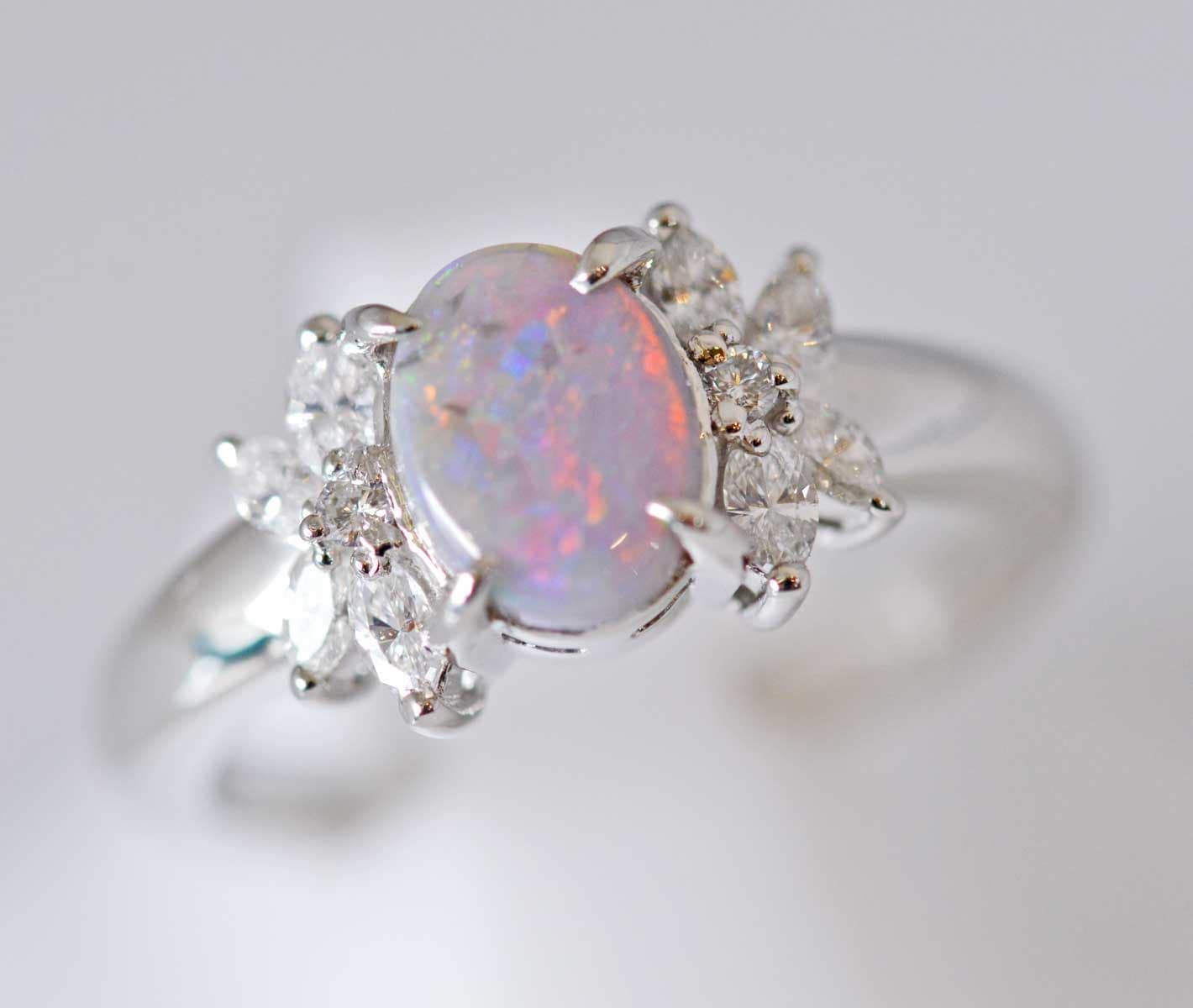 ジュエリー ノンブランド PT900 プラチナ ブラックオパール 0.61ct ダイヤ 0.37ct リング レディース 13.5号 ノンブランドジュエリー 6255