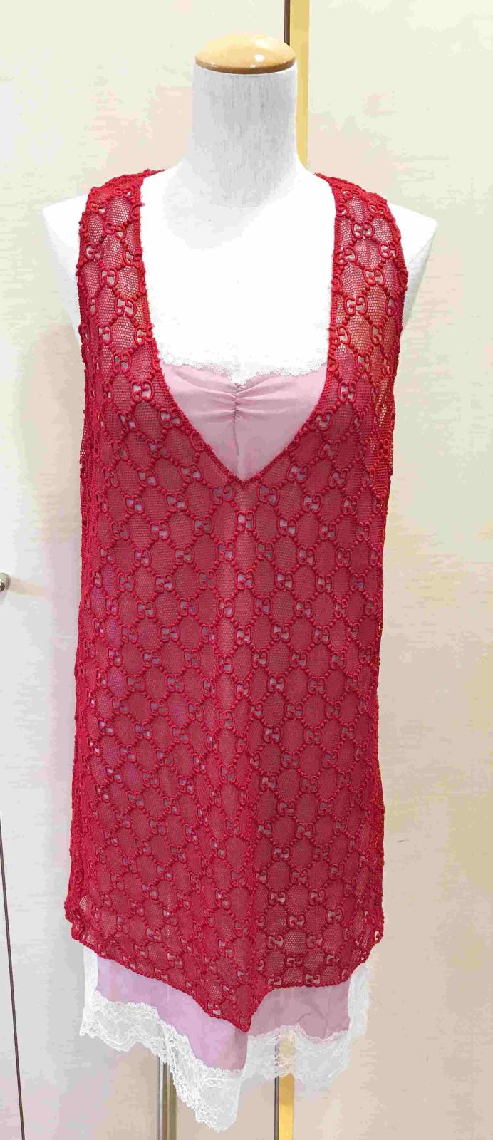 グッチ キャミソールワンピース レッド 服 レディース 6368