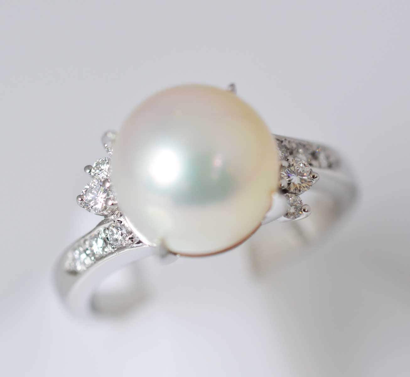 タサキ ＴＡＳＡＫＩ PT900 プラチナ アコヤパール ダイヤ0.18ｃｔ リング 13.5号 レディース ブランドジュエリー 6535