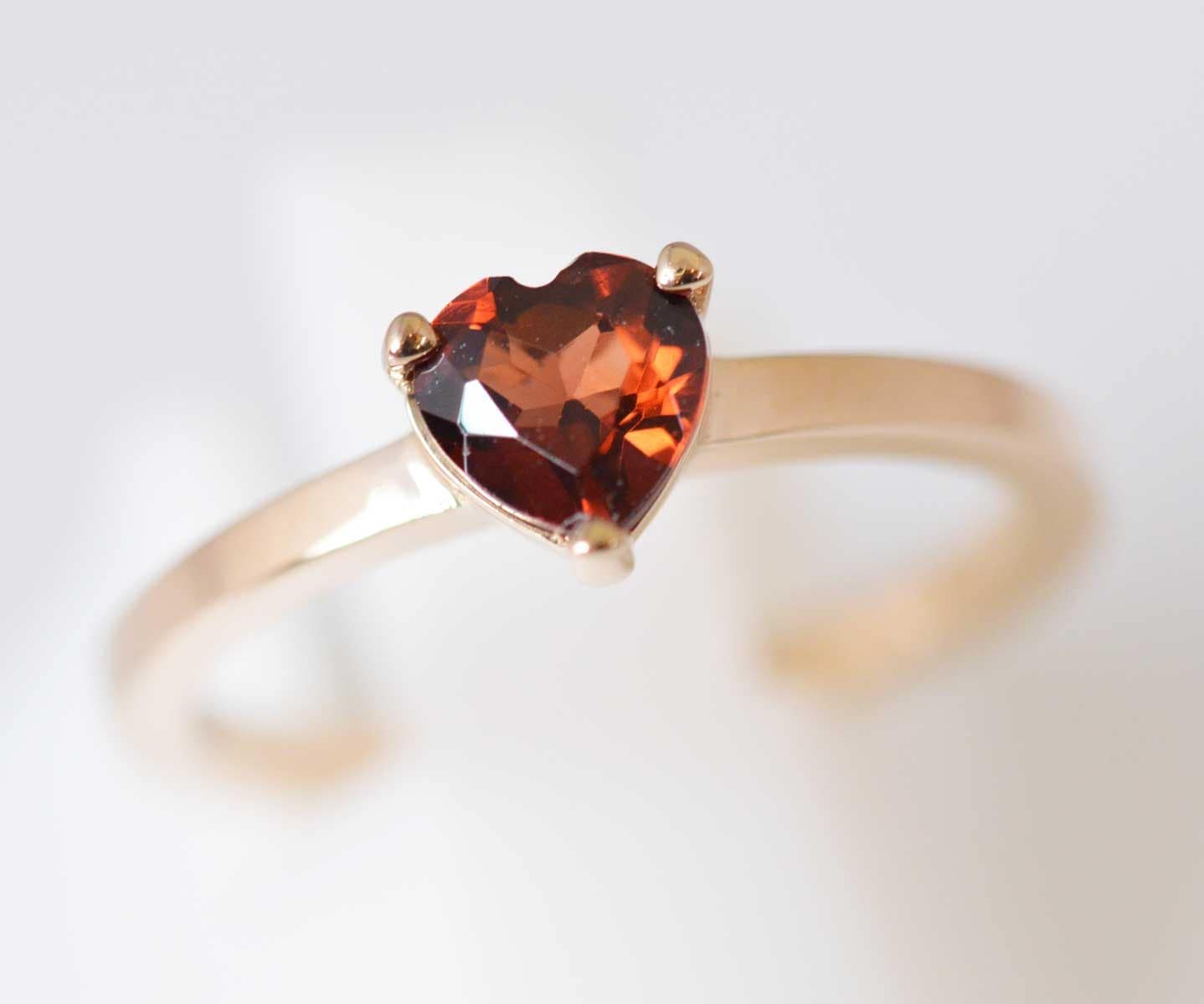 セリーヌ CELINE 750PG ピンクゴールド ガーネット ハートモチーフ リング 7号 レディース ブランドジュエリー 6618