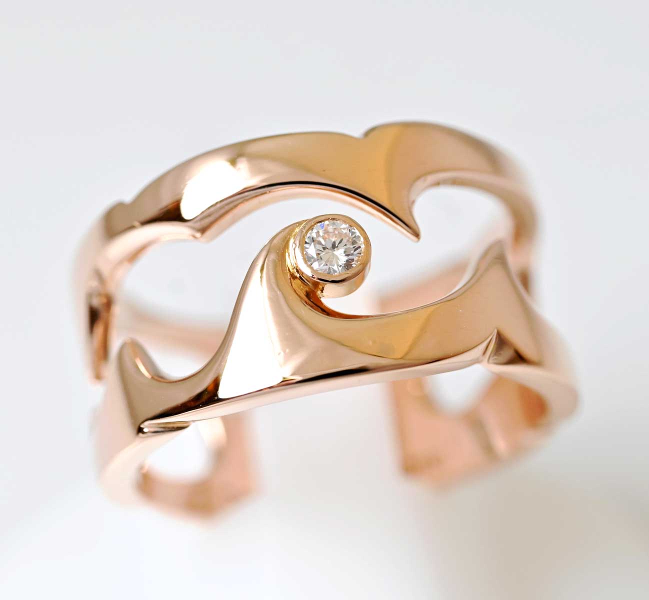 デビアス DeBeers K18PG ピンクゴールド ダイヤ リング 15.5号 ブランドジュエリー 7557