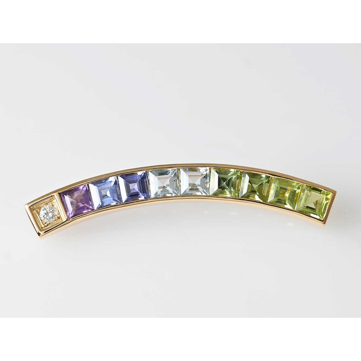 ポーラ K１８YG ダイヤ１P マルチストーン ブローチ レディース 7664