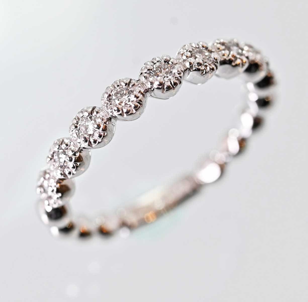 ポンテヴェキオ K18ＷG ダイヤ0.17ct ホワイトゴールド リング 9号 7786