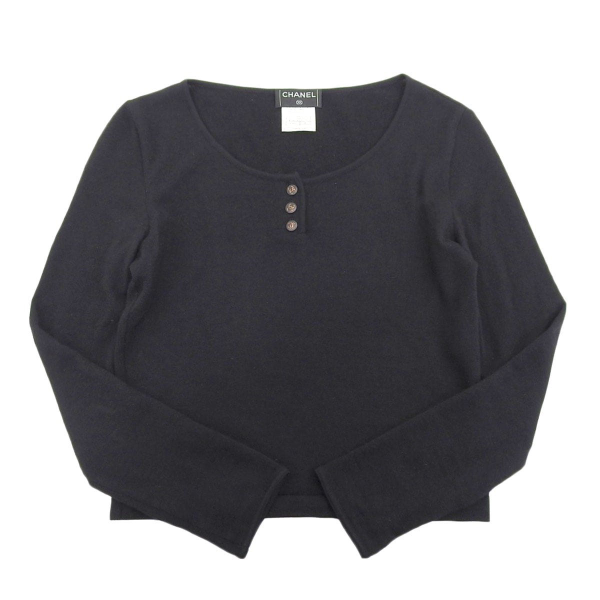 シャネル CHANEL ココマーク カットソー カシミヤ シルク ブラック 40 レディース 00A 8203