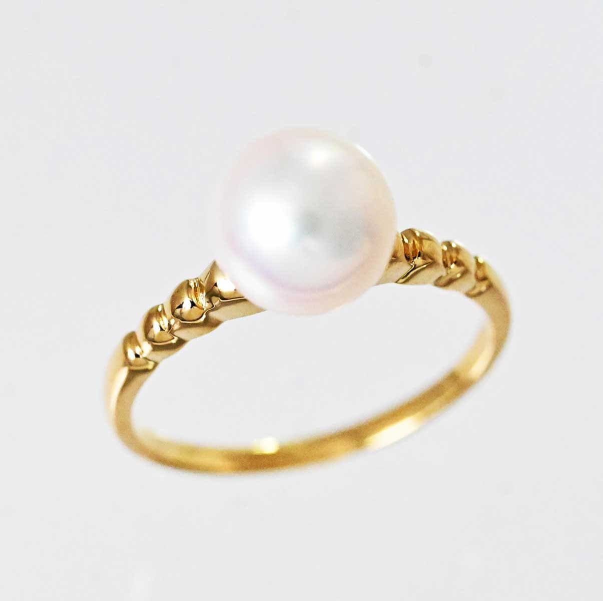 ミキモト MIKIMOTO K18YG イエローゴールド アコヤパール7.5ミリ リング 9号 レディース 7980