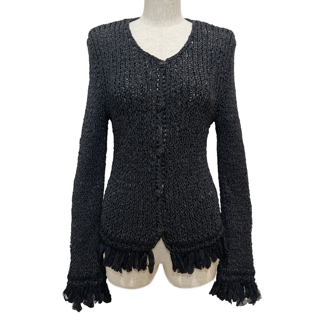 シャネル CHANEL ニット カーディガン ネイビー 38 レディース 02C 8546
