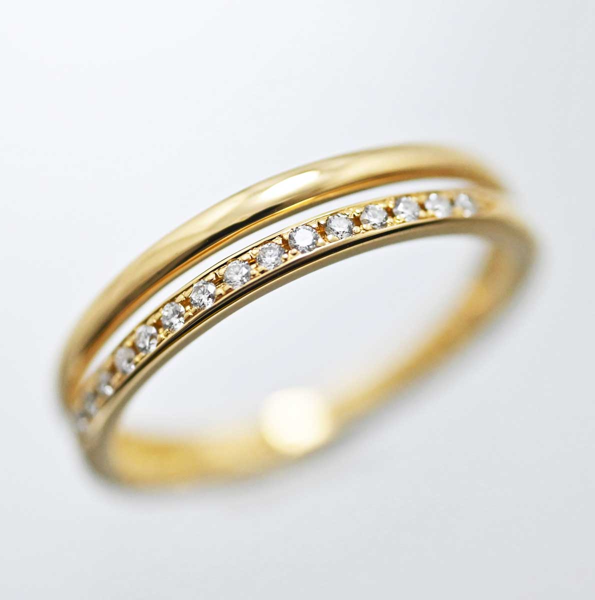 スタージュエリー K18YG イエローゴールド ダイヤ0.05ct リング ９号 レディース 3054