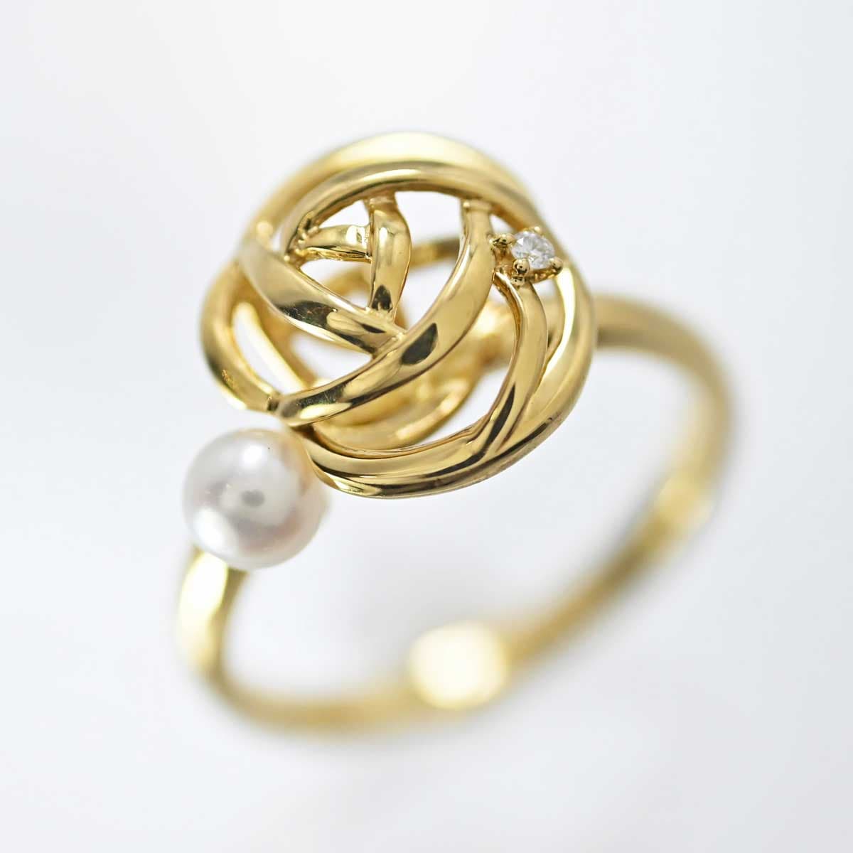 タサキ TASAKI K18YG イエローゴールド ダイヤ リング 10号 レディース 3082