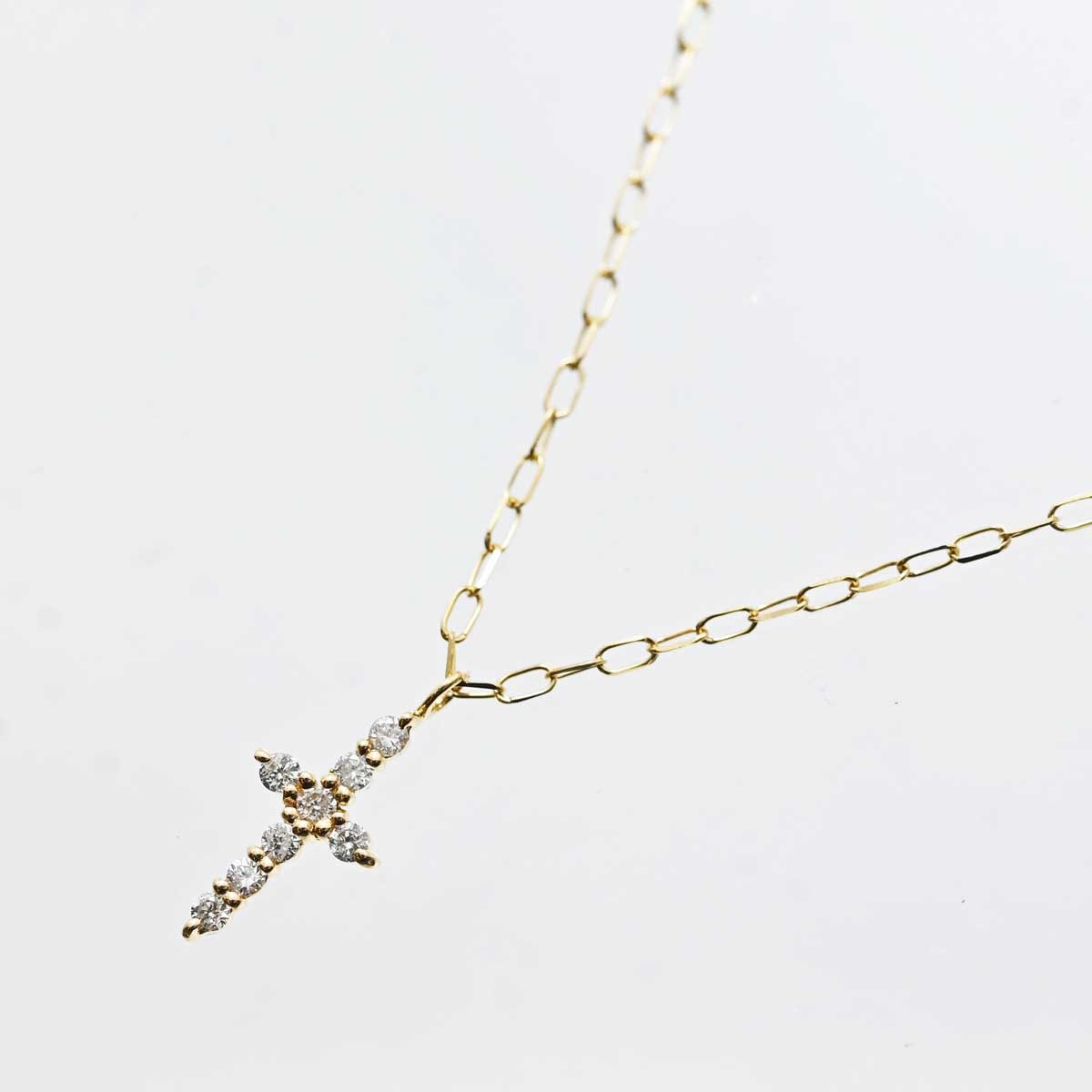 ヴァンドーム K18YG イエローゴールド ダイヤ0.04ct クロス ネックレス レディース 3086