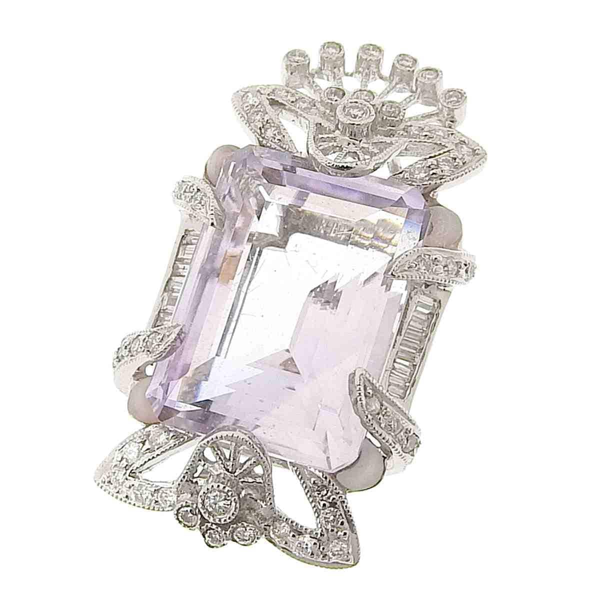 ペンダントトップ K18ＷG アメジスト 9.78ct ダイヤモンド 0.39ct レディース 8667