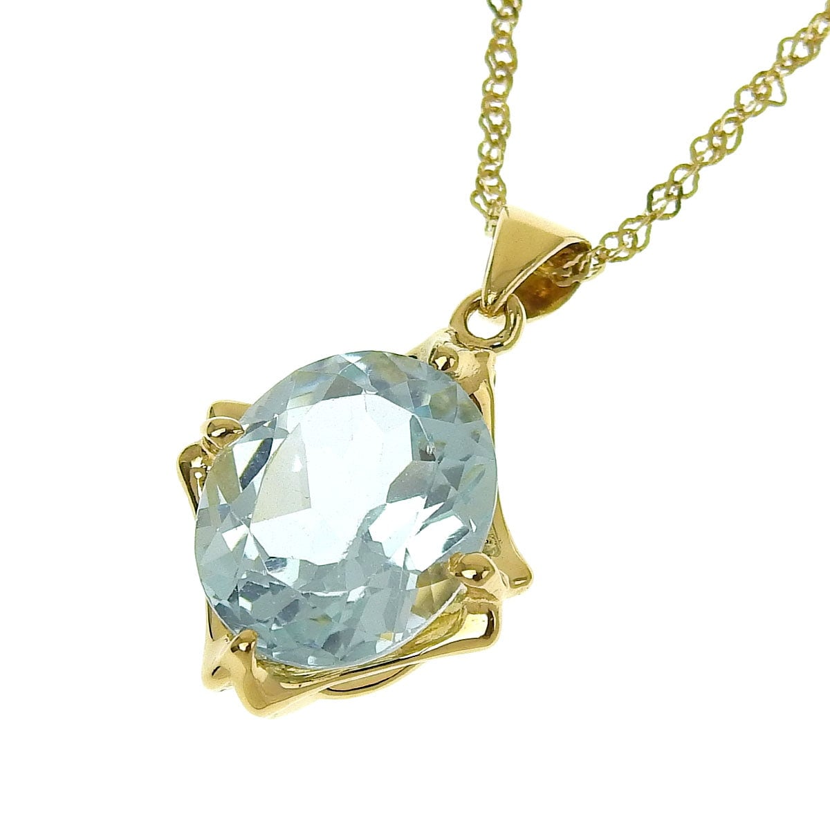 ネックレス K18YG ブルートパーズ レディース 8689