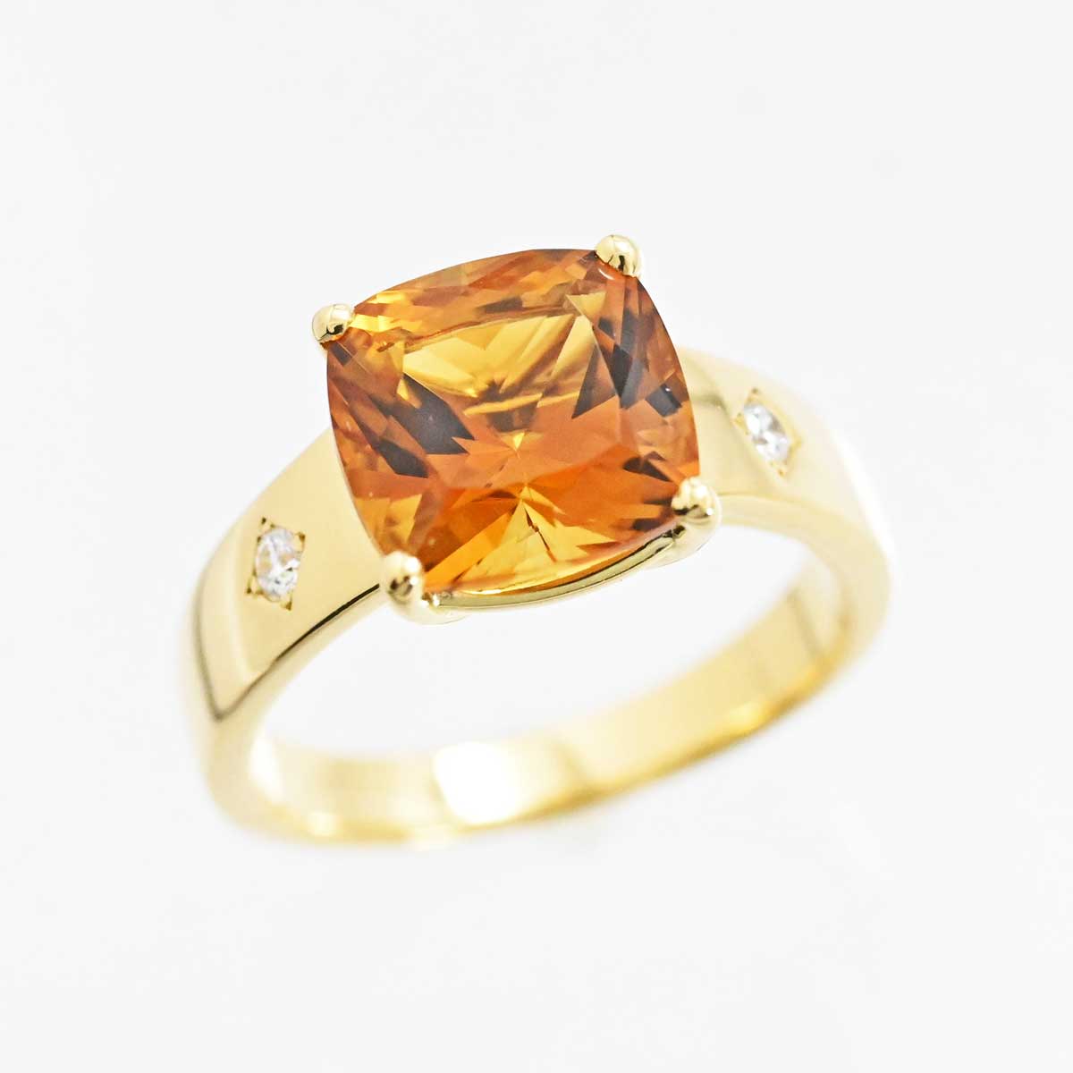 タサキ TASAKI K18YG イエローゴールド シトリン ダイヤ0.04ct リング 12号 3181