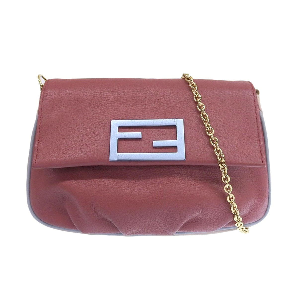 フェンディ FENDI ショルダーバッグ レザー レッド ピンク レディース 8783