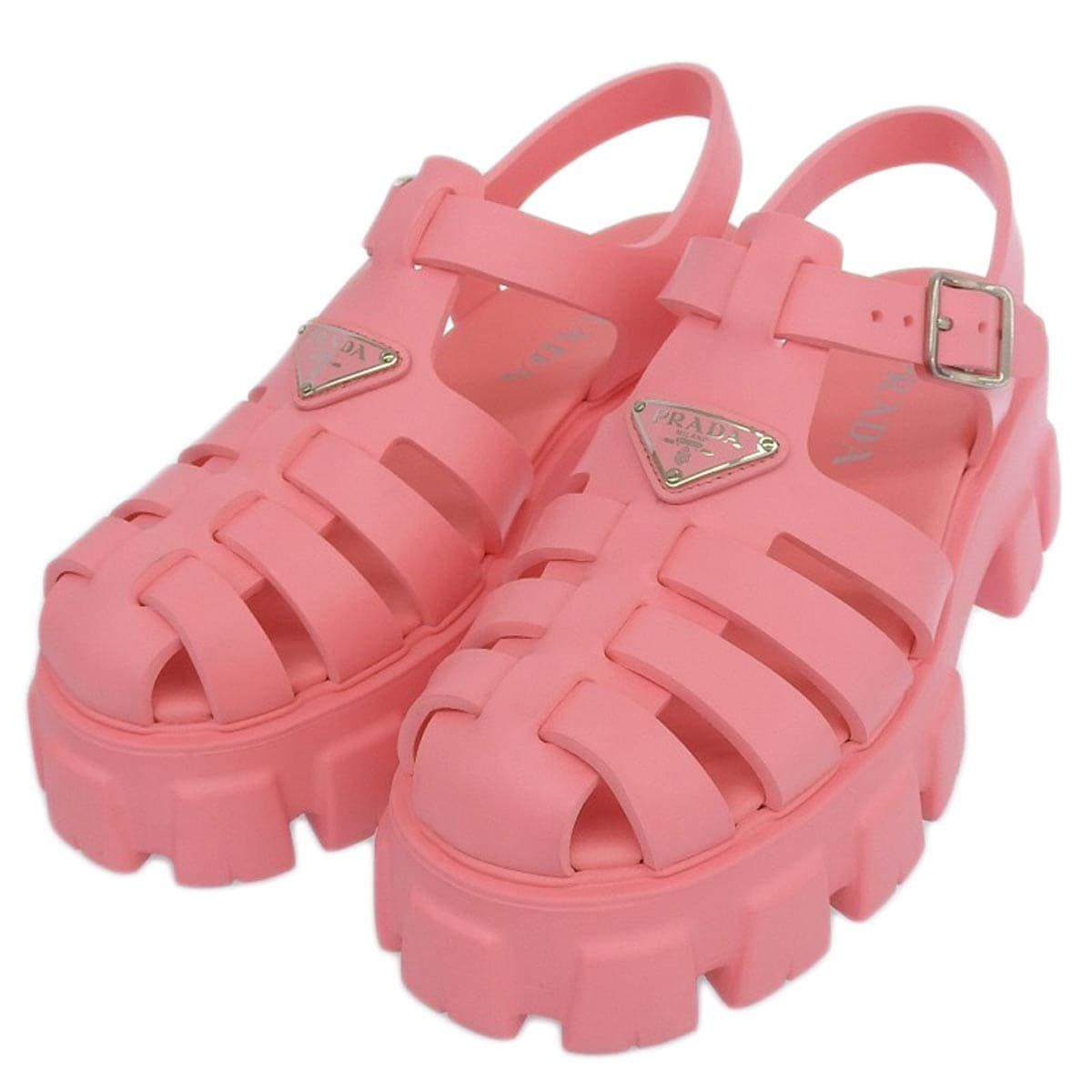 プラダ PRADA フォームラバーサンダル 厚底 ラバー ピンク 40 レディース 1X853M 8932
