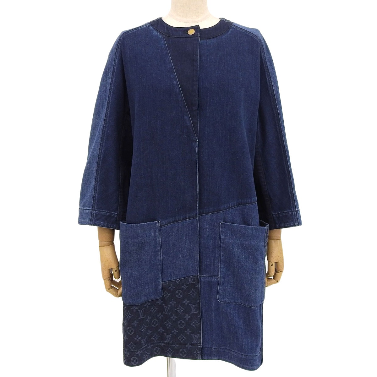 ルイヴィトン LOUIS VUITTON デニム ワンピース カーディガン コットン混 ブルー系 38 レディース CA36929 8958