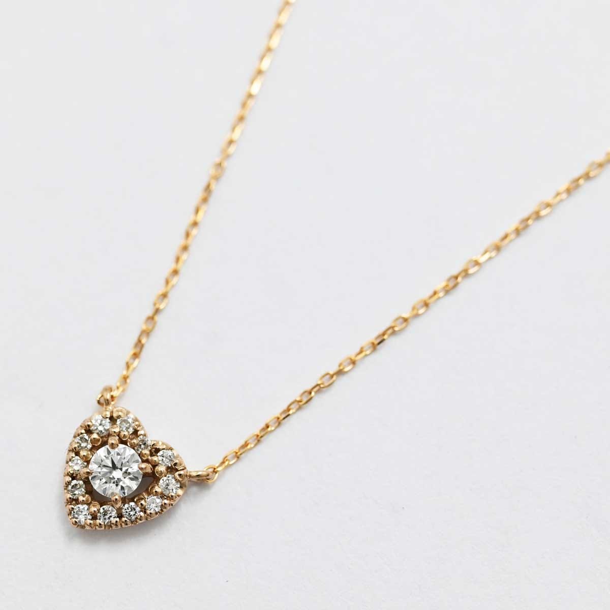 ヴァンドーム Vendome K18PG ダイヤ0.12ct ハート ネックレス アクセサリー 3312